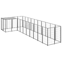  Dog Kennel Black 7.26 m² Steel