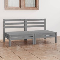  Garden 2-Seater Sofa Grey Solid Wood Pine