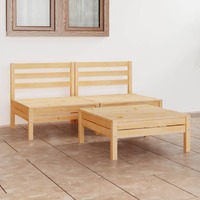  3 Piece Garden Lounge Set Solid Wood Pine