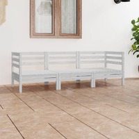  3 Piece Garden Lounge Set White Solid Wood Pine