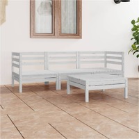  4 Piece Garden Lounge Set White Solid Wood Pine