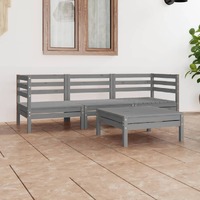  4 Piece Garden Lounge Set Grey Solid Wood Pine