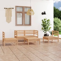  5 Piece Garden Lounge Set Solid Pinewood