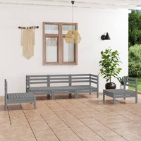  5 Piece Garden Lounge Set Grey Solid Pinewood
