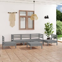  6 Piece Garden Lounge Set Grey Solid Pinewood