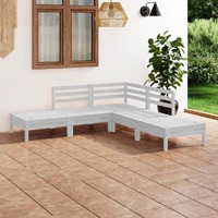  5 Piece Garden Lounge Set Solid Pinewood White