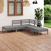  5 Piece Garden Lounge Set Solid Pinewood Grey