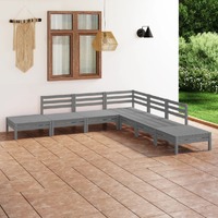 7 Piece Garden Lounge Set Solid Pinewood Grey