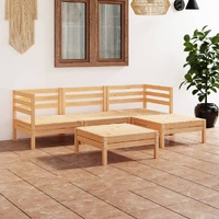  5 Piece Garden Lounge Set Solid Pinewood