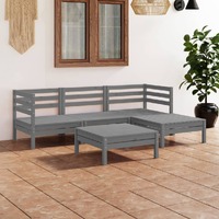  5 Piece Garden Lounge Set Solid Pinewood Grey