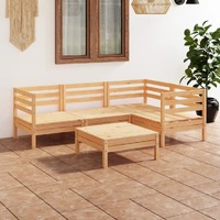  5 Piece Garden Lounge Set Solid Pinewood