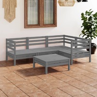  5 Piece Garden Lounge Set Solid Pinewood Grey