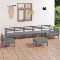  8 Piece Garden Lounge Set Solid Pinewood Grey