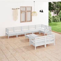  9 Piece Garden Lounge Set Solid Pinewood White