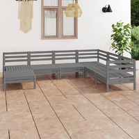  7 Piece Garden Lounge Set Solid Pinewood Grey