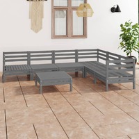  7 Piece Garden Lounge Set Solid Pinewood Grey