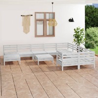  11 Piece Garden Lounge Set White Solid Pinewood