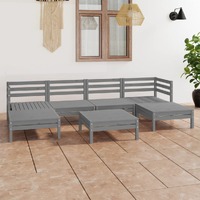  7 Piece Garden Lounge Set Grey Solid Pinewood