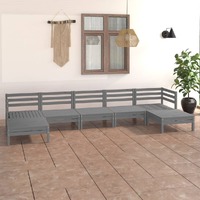  7 Piece Garden Lounge Set Grey Solid Pinewood