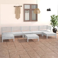 8 Piece Garden Lounge Set White Solid Pinewood