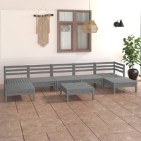  8 Piece Garden Lounge Set Grey Solid Pinewood
