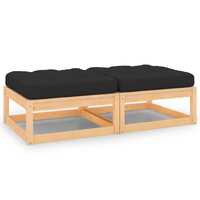 Garden Footstools with Cushions 2 pcs Solid Wood Pine