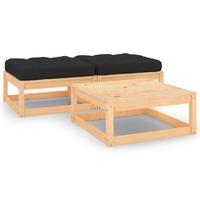  3 Piece Garden Lounge Set with Cushions Solid Pinewood