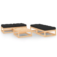  5 Piece Garden Lounge Set with Cushions Solid Pinewood