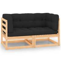  Garden Corner Sofas with Cushions 2 pcs Solid Wood Pine