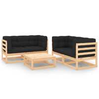  5 Piece Garden Lounge Set with Cushions Solid Pinewood