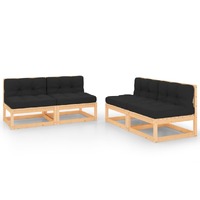  4 Piece Garden Lounge Set with Cushions Solid Pinewood