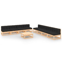  9 Piece Garden Lounge Set with Cushions Solid Pinewood
