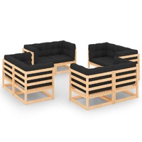  8 Piece Garden Lounge Set with Cushions Solid Pinewood
