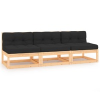  3 Piece Garden Lounge Set with Cushions Solid Pinewood