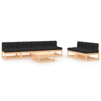  7 Piece Garden Lounge Set with Cushions Solid Pinewood