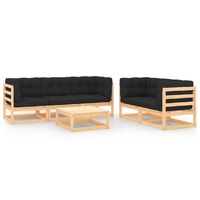  6 Piece Garden Lounge Set with Cushions Solid Pinewood