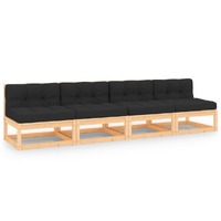  4 Piece Garden Lounge Set with Cushions Solid Pinewood