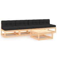  5 Piece Garden Lounge Set with Cushions Solid Pinewood
