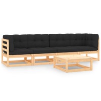  5 Piece Garden Lounge Set with Cushions Solid Pinewood