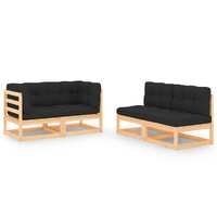  4 Piece Garden Lounge Set with Cushions Solid Pinewood