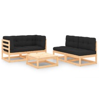  5 Piece Garden Lounge Set with Cushions Solid Pinewood