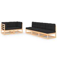  5 Piece Garden Lounge Set with Cushions Solid Pinewood