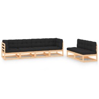  6 Piece Garden Lounge Set with Cushions Solid Pinewood