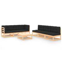  7 Piece Garden Lounge Set with Cushions Solid Pinewood