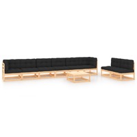  9 Piece Garden Lounge Set with Cushions Solid Pinewood