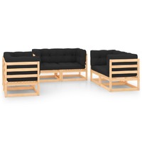  6 Piece Garden Lounge Set with Cushions Solid Pinewood