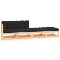  4 Piece Garden Lounge Set with Cushions Solid Pinewood