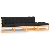  4 Piece Garden Lounge Set with Cushions Solid Pinewood