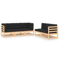  5 Piece Garden Lounge Set with Cushions Solid Pinewood