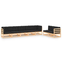  7 Piece Garden Lounge Set with Cushions Solid Pinewood